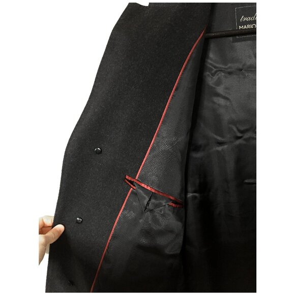 Men's Mario Serrani 90% Virgin Wool & 10% Cashmere Classic Black Coat - Picture 9 of 12